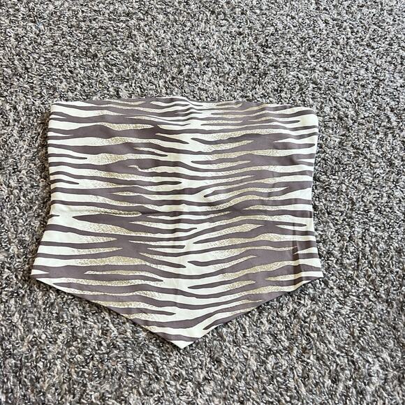 VTG Cache Handkerchief Hem Crop Tube Top Brown Zebra Print M Y2K 90s Stretch NEW - Picture 5 of 5